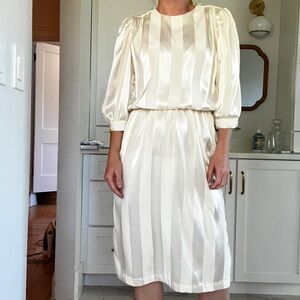 Cabana striped 80s vintage cream, Midi Dress